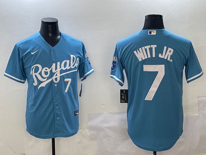 Men Kansas City Royals #7 Witt jr Light Blue Game 2025 Nike MLB Jersey style 1